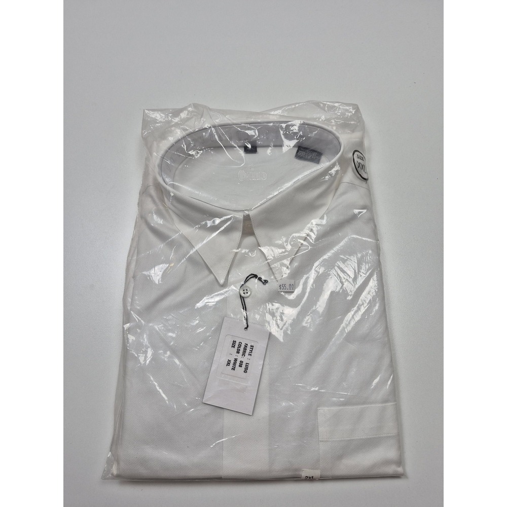 Gillio Dress Shirt Mens 2XL White Woven Point Collar Cotton Business Long Sleeve